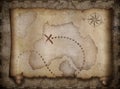 Pirates treasure map scroll over another old one