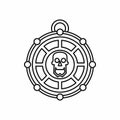 Piratical medallion with skull icon, outline style Royalty Free Stock Photo