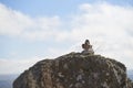 Pirca, pile of stones that serve as trail marker for hikers, Cordoba, Argentina Royalty Free Stock Photo