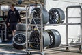Pirelli tyres in Circuit de Barcelona, Catalonia, Spain. Royalty Free Stock Photo