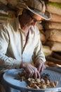 PirenÃÂ³polis baru harvest manufacturing and preparation of baru nuts Royalty Free Stock Photo