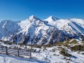 Pirin mountains peaks covered with snow. Winter scenery at Bansko ski resort in Bulgaria