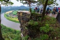 PIRNA, GERMANY - June 16, 2019: viewing plattform and the river Elbe in Saxon Switzerland near Dresden