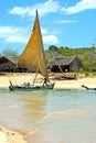 Pirogue beach seaweed in indian house sky and