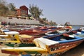 Pirogues on goree island senegal,