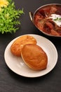 Piroshki, a typical Russian delicatessen bread filled with ingredients