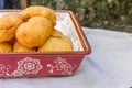 Pirozhki, russian traditional food in the plate Royalty Free Stock Photo