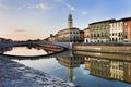 Pisa Arno riverside reflect Royalty Free Stock Photo