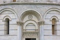 Pisa Baptistery of St. John, decorative details of facade, Piazza del Duomo, Pisa, Italy.