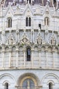 Pisa Baptistery of St. John, detail of decorative facade, Piazza del Duomo, Pisa, Italy.