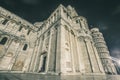 Pisa Cathedral close to the leaning tower of pisa at night. Royalty Free Stock Photo