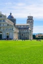 Pisa Cathedral Duomo di Pisa with Leaning Tower of Pisa on Piazza dei Miracoli in Pisa, Tuscany, Italy. World famous tourist Royalty Free Stock Photo