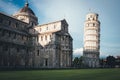 Pisa cathedral with leaning tower of Pisa behind it Royalty Free Stock Photo