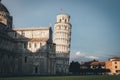 Pisa cathedral with leaning tower of Pisa behind it Royalty Free Stock Photo