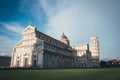 Pisa cathedral with leaning tower of Pisa behind it Royalty Free Stock Photo