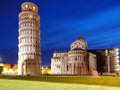 Pisa cathedral and pisa tower in night Royalty Free Stock Photo