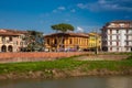 View of Arno river and the beautiful Pisa city