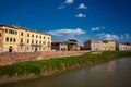 View of Arno river and the beautiful Pisa city Royalty Free Stock Photo