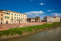 View of Arno river and the beautiful Pisa city Royalty Free Stock Photo