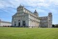 PISA, ITALY - August 14, 2019: The cathedral of Pisa near the leaning tower of Pisa with lots of tourists Royalty Free Stock Photo