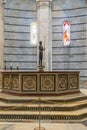 Pisa, Italy - Baptistery interior, basilica altar, catholic church. Italy travel destination