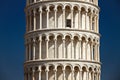 Pisa, Italy, February 2019, Close up view of the detailed on the main body of the leaning Tower of Pisa Royalty Free Stock Photo