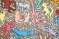 Multicolored figures painted by Keith Haring, horizontal