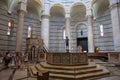 Panoramic view of interior of Pisa Baptistery of St. John