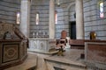 Panoramic view of interior of Pisa Baptistery of St. John