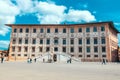 Pisa, Italy - March 18, 2023: Piazza dei Cavalieri, Palazzo della Carovana, Palazzo dell'Orologio in Pisa, Italy