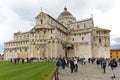 View on Pisa Cathedral, crowds of tourists, Piazza del Duomo, Pisa, Italy