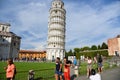 Pisa, Italy. September 18, 2923. The baptisterium, the duoma, cathedral and the leaning tower of Pisa. Royalty Free Stock Photo