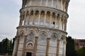 Pisa, Italy. September 16, 2023. A close up of a section of the leaning tower in Pisa. Royalty Free Stock Photo