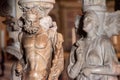 PISA, ITALY - SEPTEMBER 17, 2023 - Detail of famous pulpit in the cathedral of Pisa, made by Giovanni Pisano