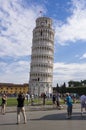 PISA, Italy - SEPTEMBER 7, 2016. Leaning Tower Pisa. Tourists wa Royalty Free Stock Photo