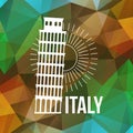 Pisa label over geometric background. Italy symbol