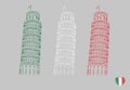 Pisa leaning tower minimal vector illustration