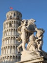 Pisa, PI, Italy - August 21, 2019: Tower of Pisa and Statues