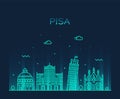 Pisa skyline Italy vector linear style city