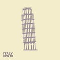 Pisa Tower icon Vector Illustration with scuffed effect