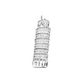 Pisa Tower, Italy. Vector sketch leaning tower of Pisa, vector sketch illustration Royalty Free Stock Photo