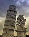 Pisa tower and statue Royalty Free Stock Photo