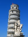 Pisa tower and statue Royalty Free Stock Photo