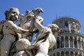 Pisa tower and statue Royalty Free Stock Photo