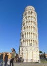 Pisa Tuscany Italy. Leaning tower of Pisa with tourists. Royalty Free Stock Photo