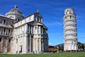 Pisa, Tuscany, Italy - May 16, 2019: the Dome and the Leaning Tower of Pisa in Piazza dei MIracoli Royalty Free Stock Photo