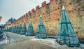 Pisa under the snow. The famous kiosks closed outsid the medieval walls after a snowstorm