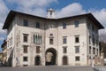 Pisa view of Palazzo dell`Orologio clock`s palace or Torre della Fame Huger Tower Royalty Free Stock Photo