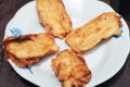 pisang goreng or fried bananas on a white plate, Pisang goreng are fried foods that are often consumed by Indonesian people Royalty Free Stock Photo