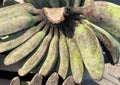 Pisang Kepok (musa acuminata) or yellow local kepok banana in the market, Indonesian fruit